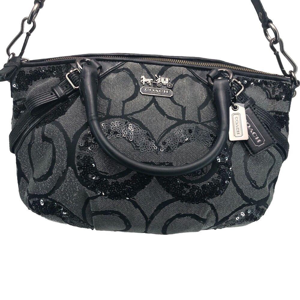 Coach Black Sequin Signature Shoulder Bag